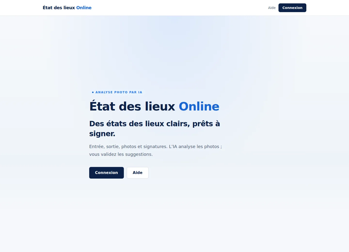 Aperçu de l'application Inventory pour les états des lieux